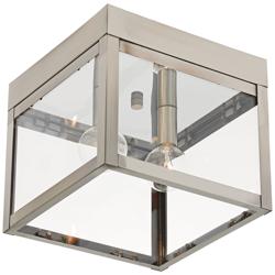 Nyack 8&quot; Wide Hand-Crafted Nickel and Glass Outdoor Ceiling Light
