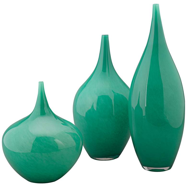 Nymph Emerald Green Modern Glass Vases - Set of 3