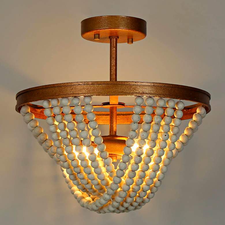 Image 1 Nymphaea 14" Wide Antique Brass Ceiling Light