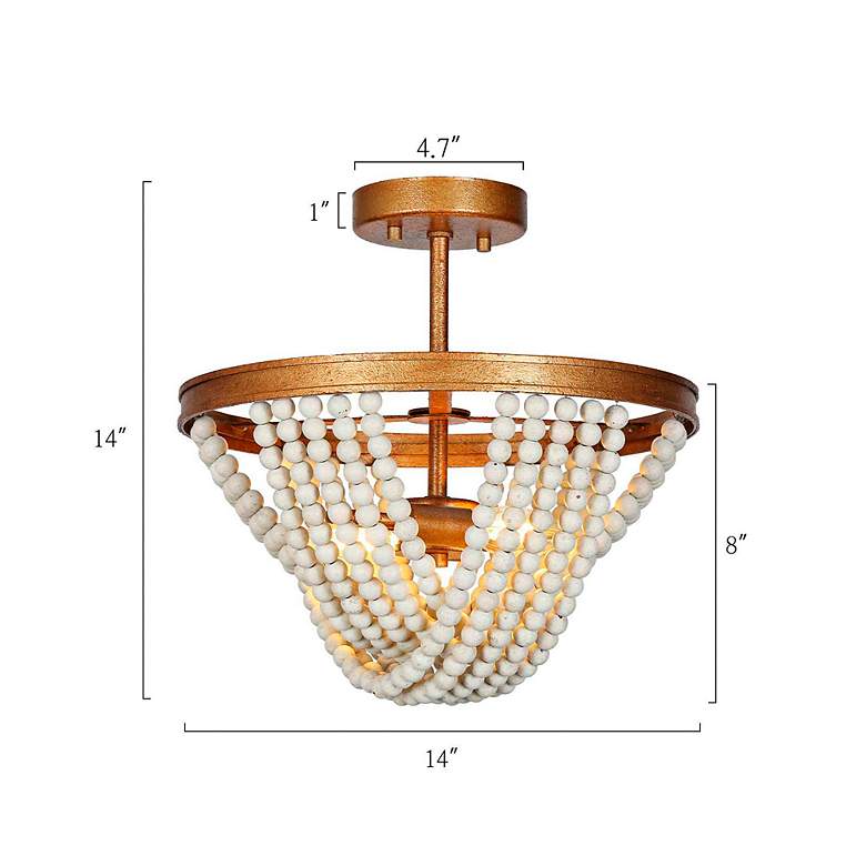 Image 6 Nymphaea 14" Wide Antique Brass Ceiling Light more views