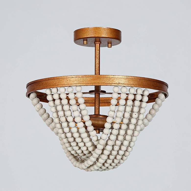 Image 7 Nymphaea 14" Wide Antique Brass Ceiling Light more views