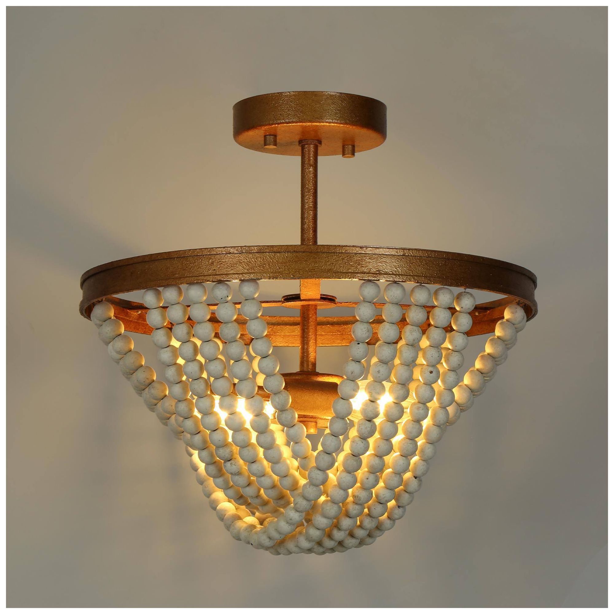 Nymphaea 14" Wide Antique Brass Ceiling Light