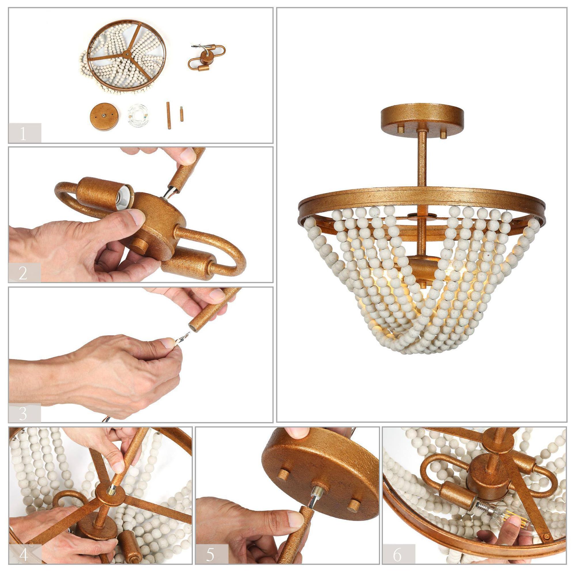 Nymphaea 14" Wide Antique Brass Ceiling Light