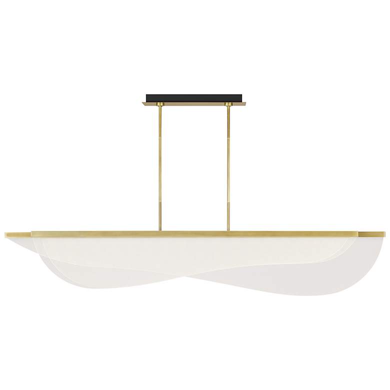 Image 1 Nyra 72" Wide Plated Brass LED Linear Pendant Light