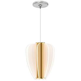 Image1 of Nyra 8 1/2" Wide Plated Brass LED Freejack Mini Pendant