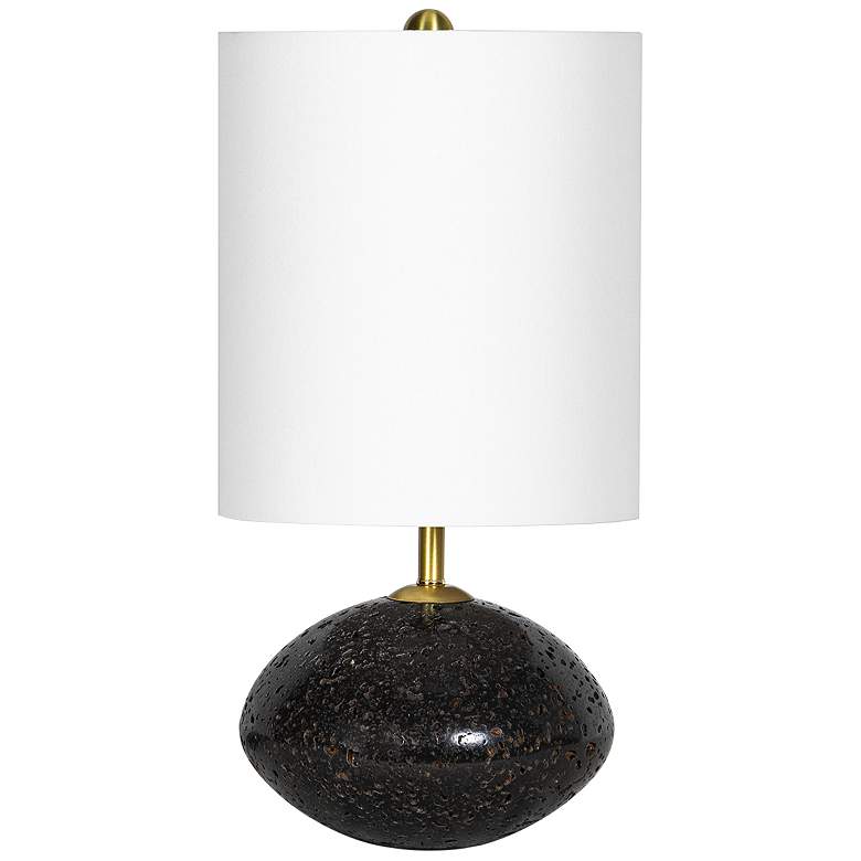 Image 1 Nyx 15 1/2" High Black Travertine Accent Table Lamp