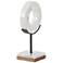 O-in 11" High White Marble Round Table Decor Sculpture