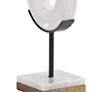 O-in 11" High White Marble Round Table Decor Sculpture
