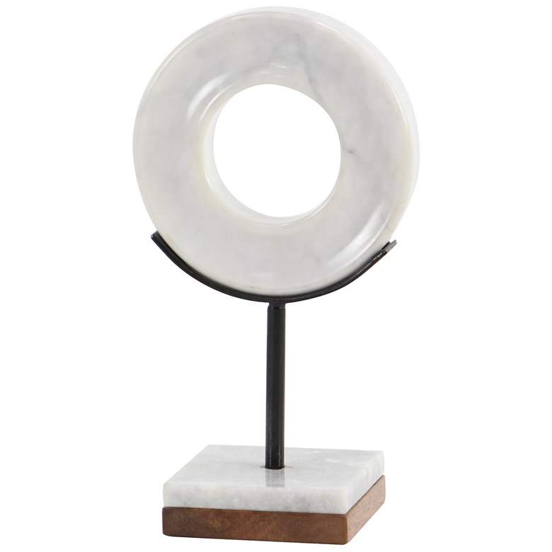 Image 4 O-in 11" High White Marble Round Table Decor Sculpture more views