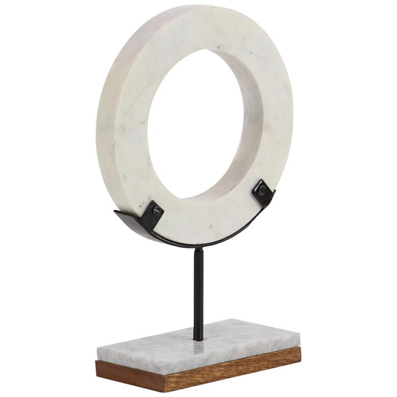 Image 2 O-in 14" High White Marble Round Table Decor Sculpture