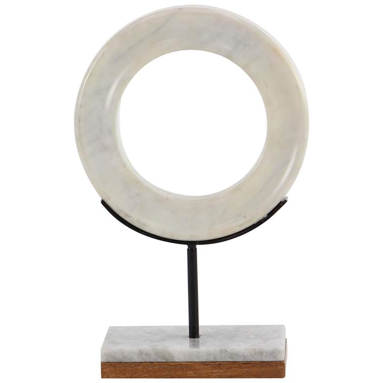 Image 4 O-in 14 inch High White Marble Round Table Decor Sculpture more views