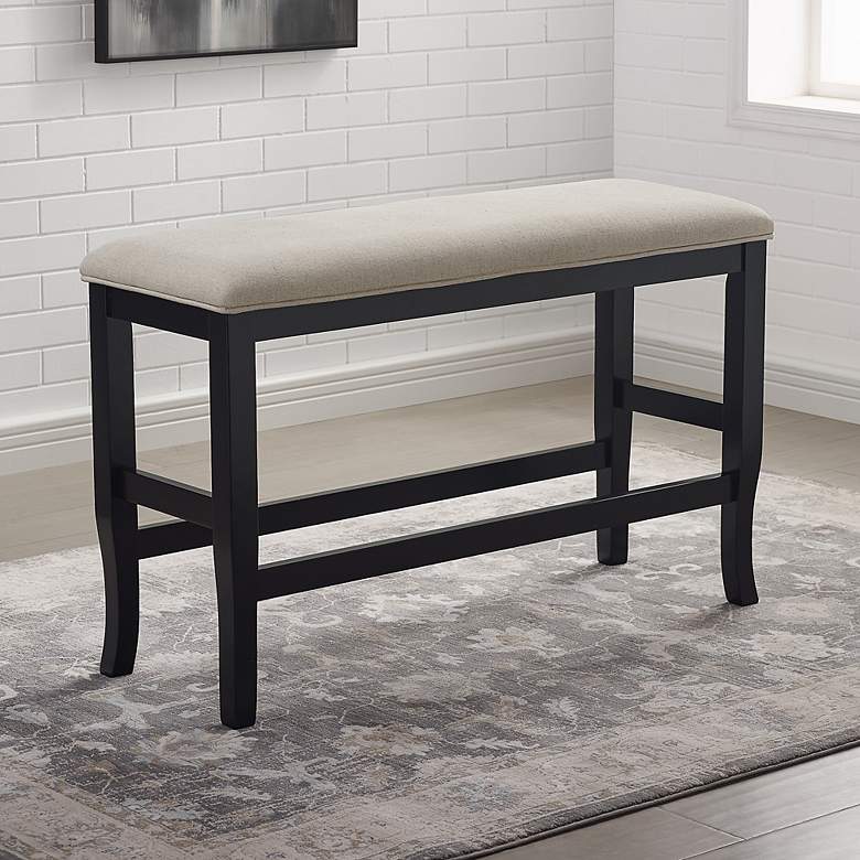 Image 1 O&#39;Roark 41 inch Wide Beige Fabric and Black Wood Counter Bench