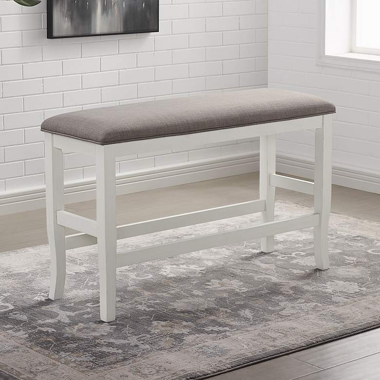 Image 1 O&#39;Roark 41 inch Wide Light Gray Fabric White Wood Counter Bench