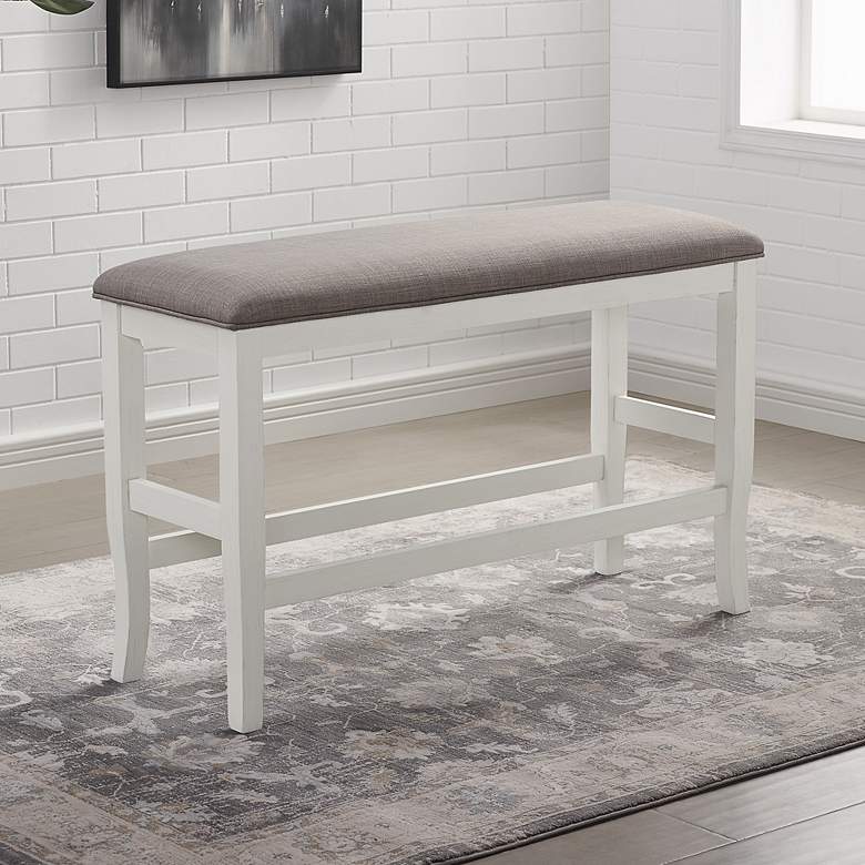 Image 1 O'Roark 41" Wide Light Gray Fabric White Wood Counter Bench