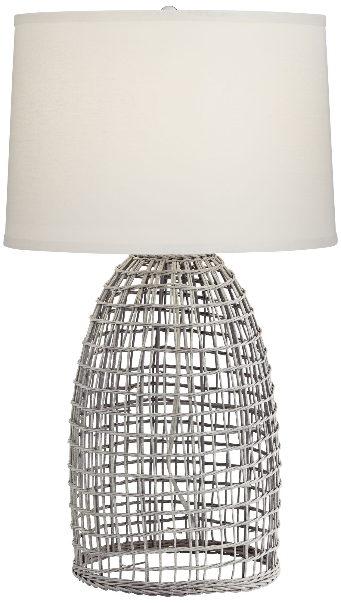 Oahu Cool Gray Rattan Basket Table Lamp - #68R08 | Lamps Plus