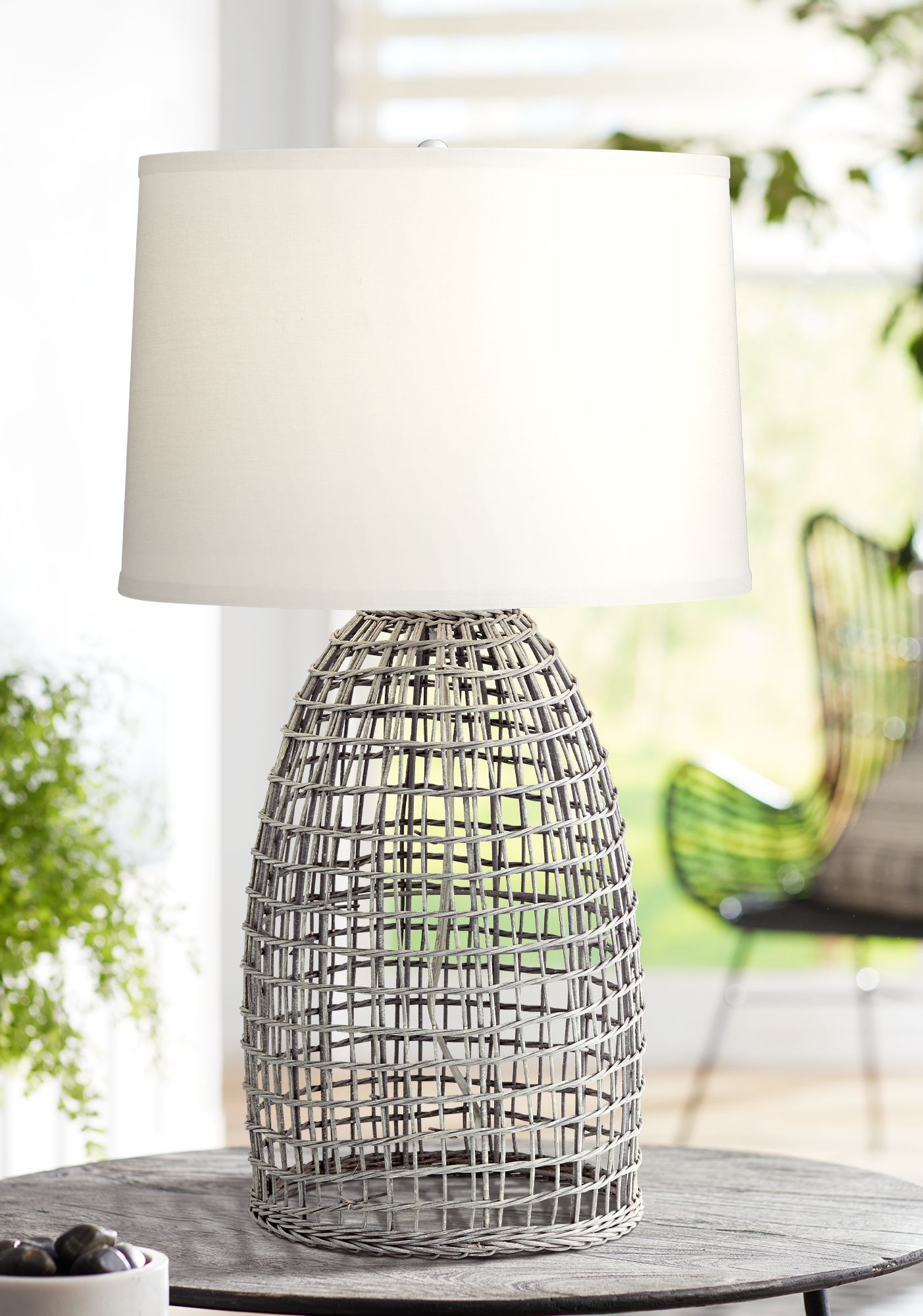 grey wicker table lamp