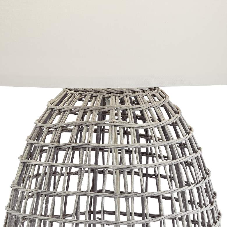 Oahu Cool Gray Rattan Basket Table Lamp more views