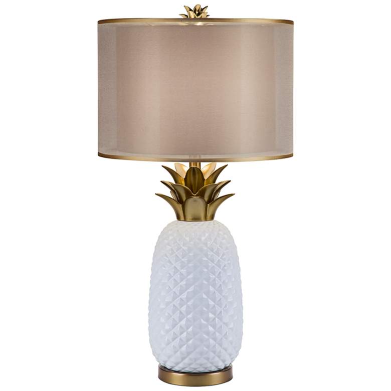 Image 1 Oahu White Ceramic and Metallic Gold Table Lamp