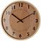 Oak And Brown Pine Wood 11 1/2" Round Wall Clock