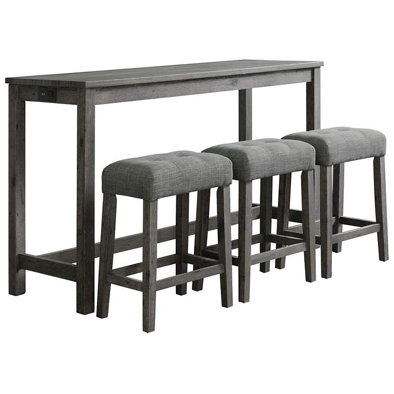 Image 1 Oak Lawn Dark Gray 4-Piece Table and Stool Set w/ USB Ports