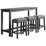1_Oak Lawn Dark Gray 4-Piece Table and Stool Set w/ USB Ports