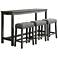 Oak Lawn Dark Gray 4-Piece Table and Stool Set w/ USB Ports