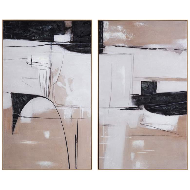 Image 1 Oak Lines - Abstract Framed Canvas Set - Set of 2 - 30 x 50