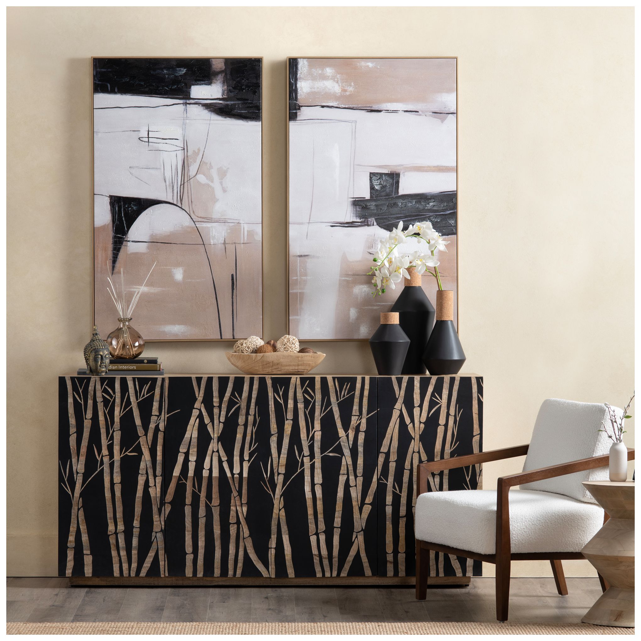 Thumbnail4 of Oak Lines - Abstract Framed Canvas Set - Set of 2 - 30 x 50 more views