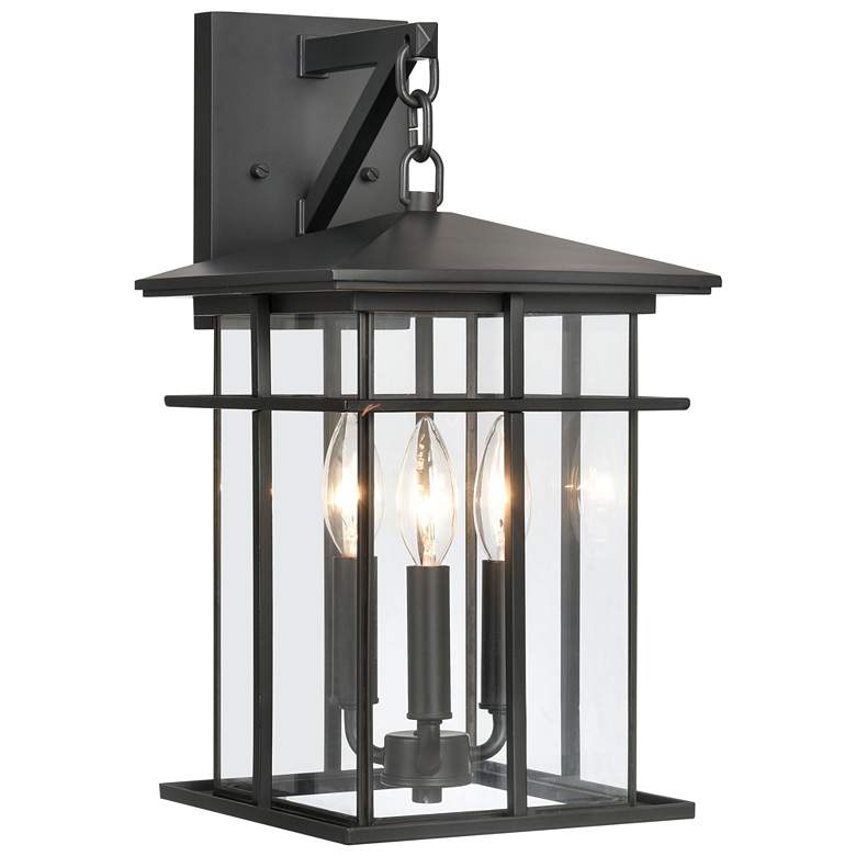 Image 1 Oak Park 17" High 3-Light Outdoor Sconce - Matte Black