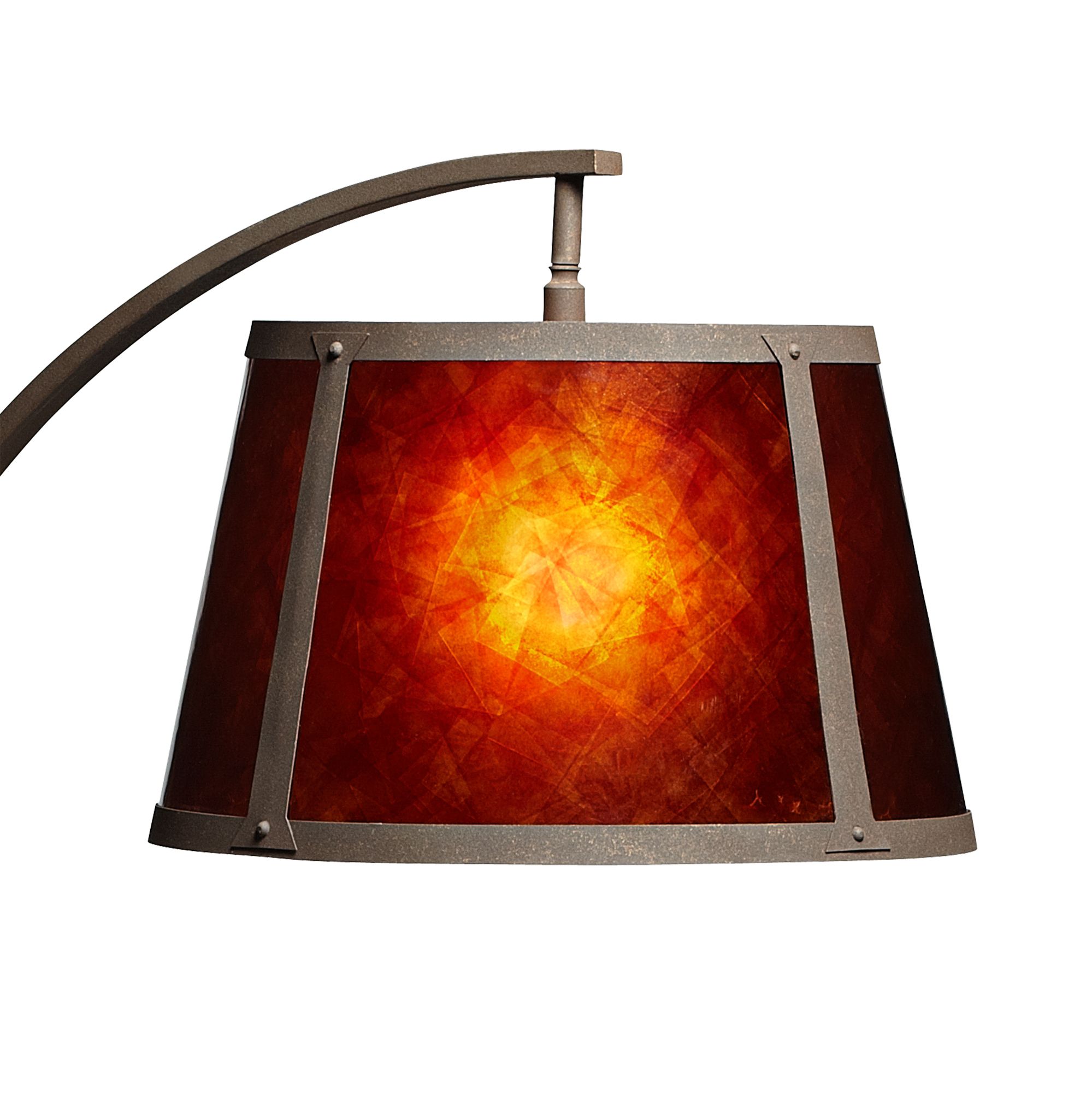 oak river dark rust and amber mica arc floor lamp