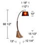 Oak River Dark Rust and Amber Mica Arc Floor Lamp with USB Dimmer