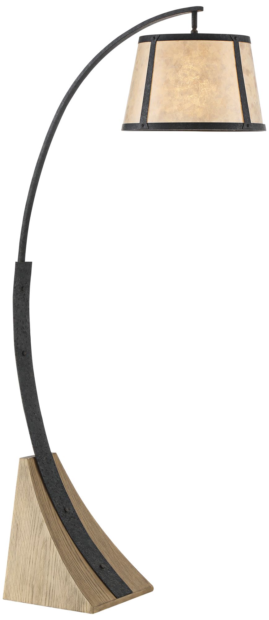 Oak River Gray and Blond Mica Arc Floor Lamp w/ Smart Socket