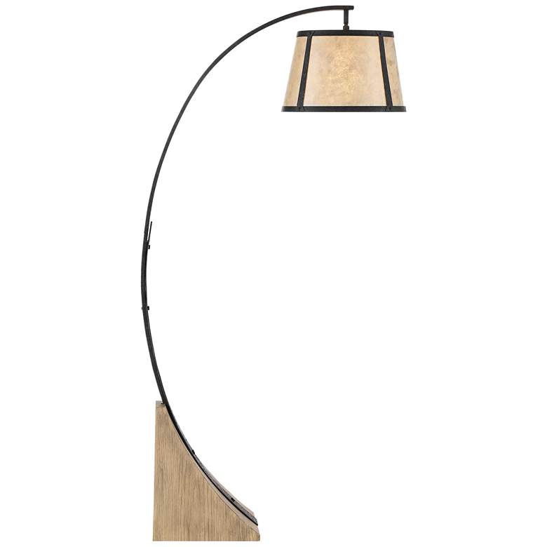 Image 2 Oak River Gray and Blond Mica Arc Floor Lamp with USB Dimmer