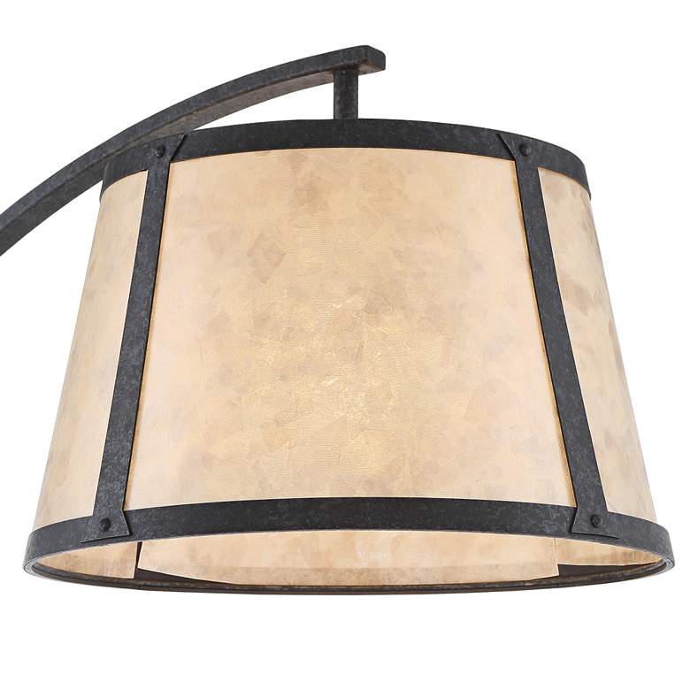 Image 3 Oak River Gray and Blond Mica Arc Floor Lamp with USB Dimmer more views