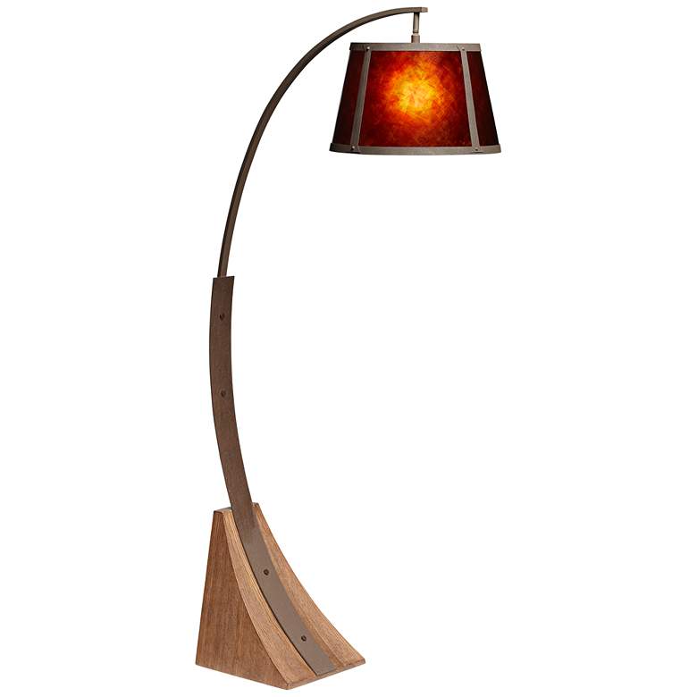 Image 2 Oak River Rust and Amber Mica Arc Floor Lamp w/ Smart Socket
