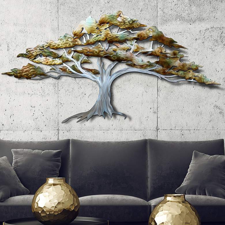 Image 1 Oak Tree 50" Wide Indoor - Outdoor Handmade Metal Wall Art