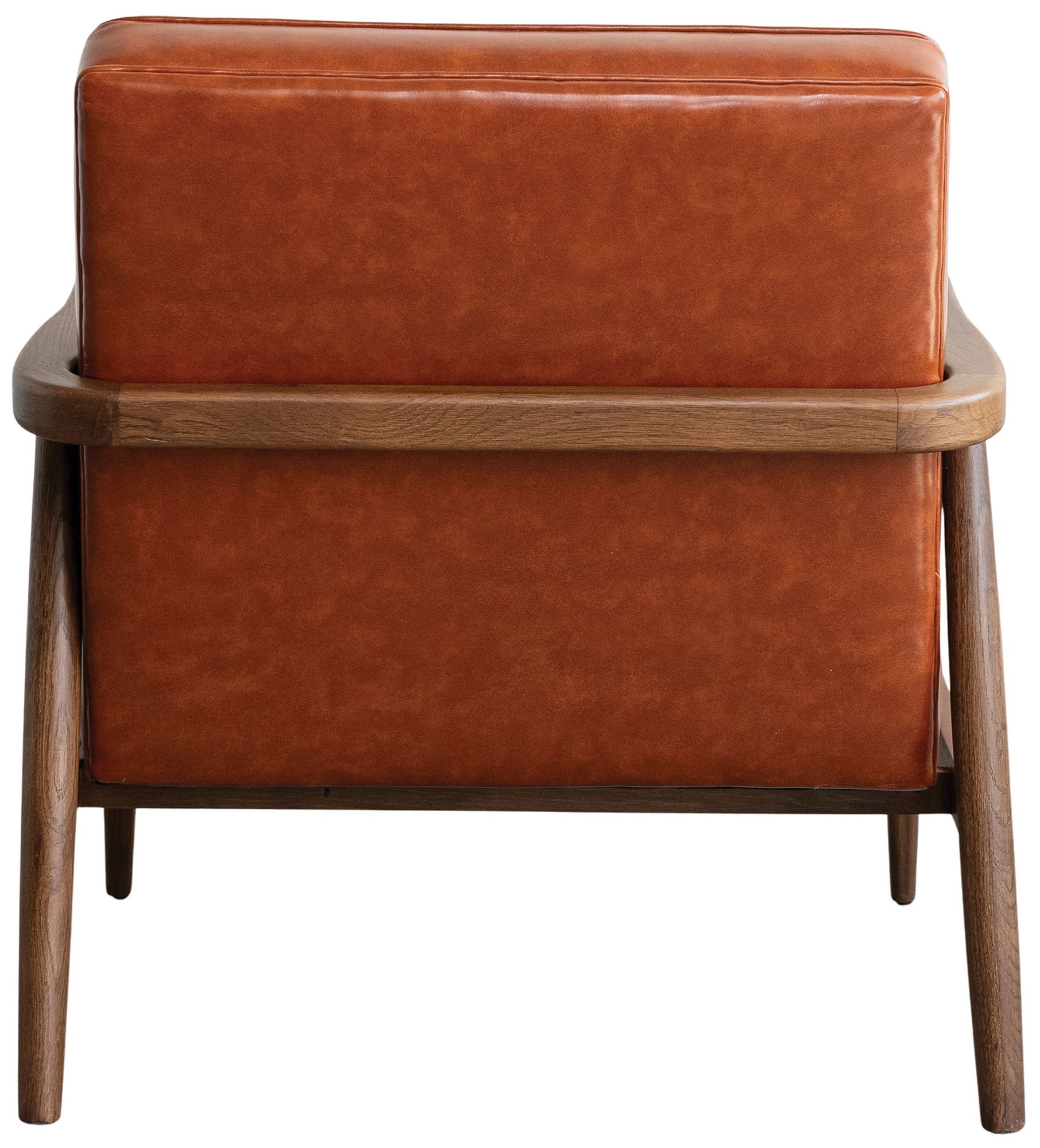 Image 5 Oak Wood and Faux Leather Tufted Arm Chair, Natural and Cognac Color more views