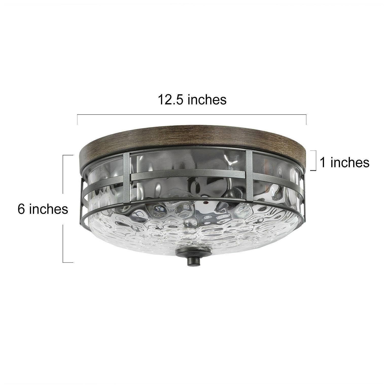 Image 2 Oaken 12.6"W Modern Farmhouse 3-Light Drum Water Glass Flush Mount more views
