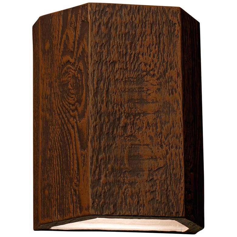 Image 2 Oakheart 10"H Bark Ceramic 3-Sided LED Outdoor Wall Light