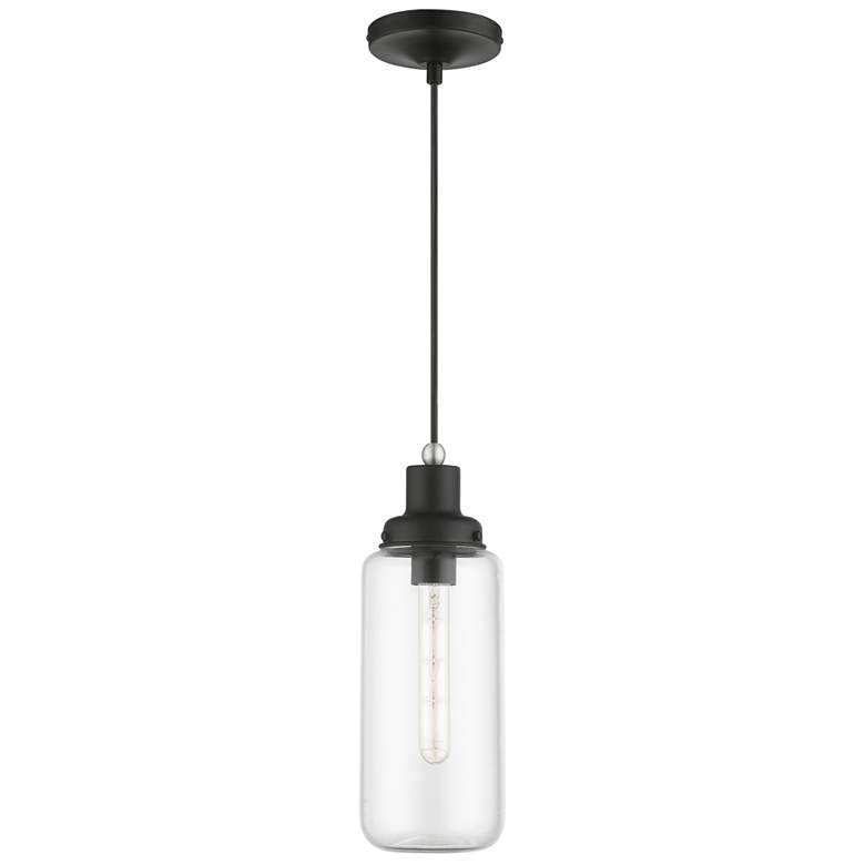 Image 1 Oakhurst 1 Light Black with Brushed Nickel Accent Mini Pendant