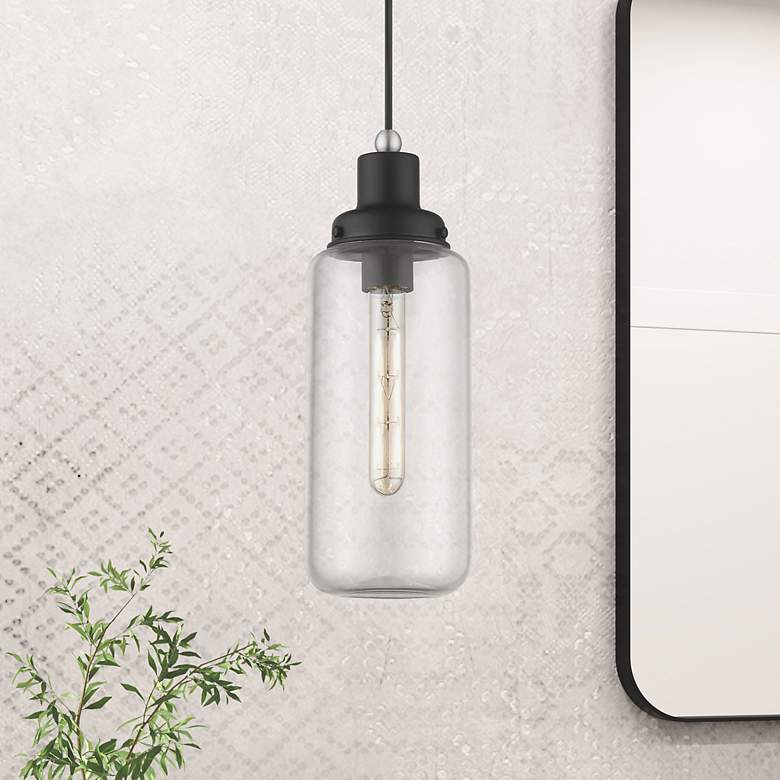 Image 1 Oakhurst 1 Light Black with Brushed Nickel Accent Mini Pendant
