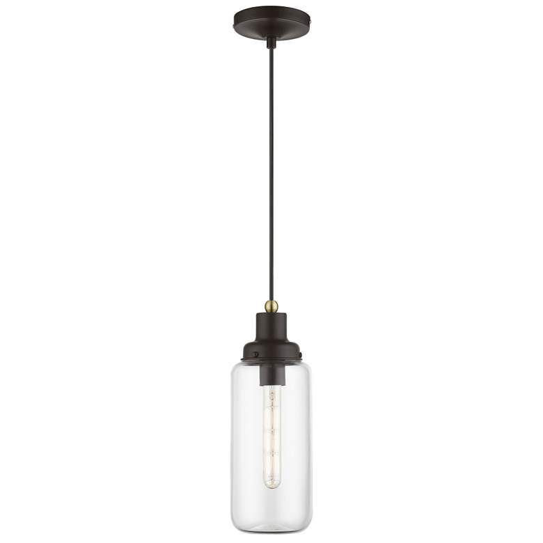 Image 1 Oakhurst 1 Light Bronze with Antique Brass Accent Mini Pendant