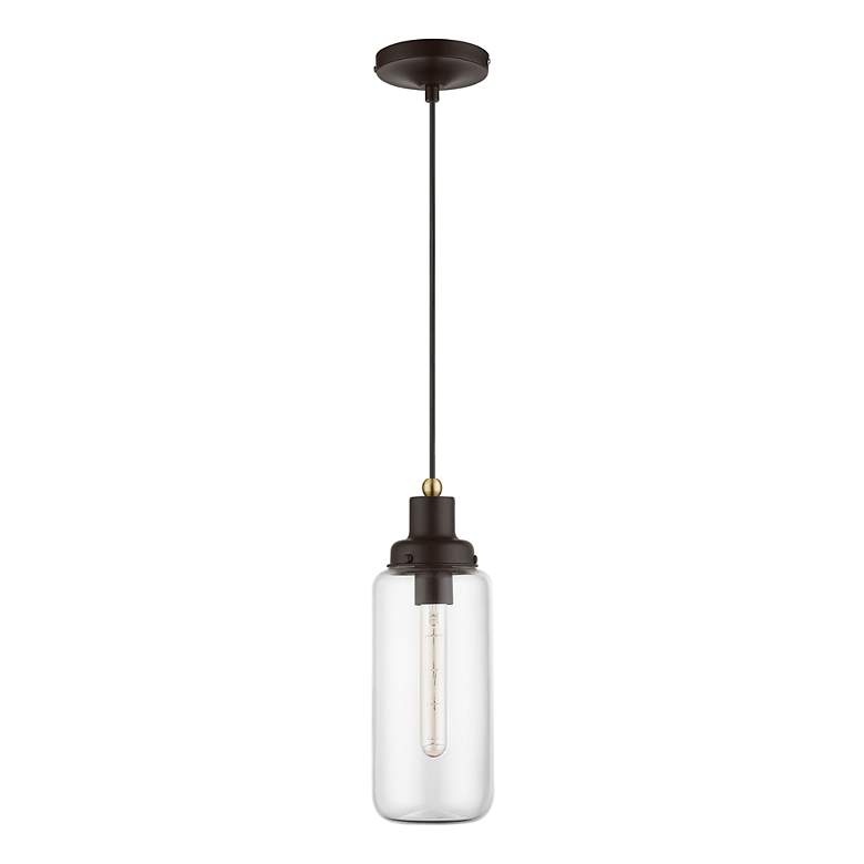 Image 3 Oakhurst 1 Light Bronze with Antique Brass Accent Mini Pendant more views