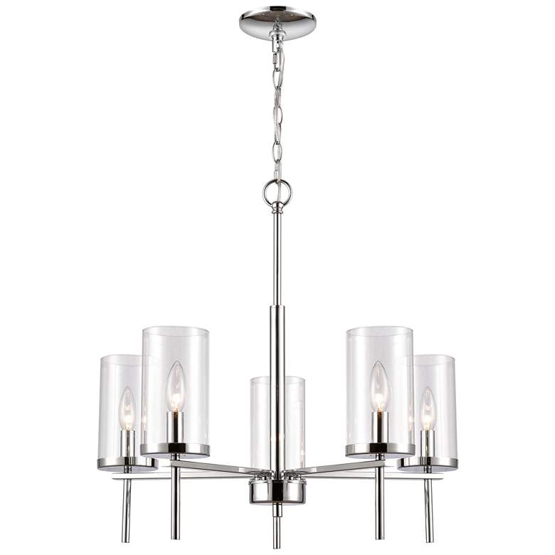 Image 1 Oakland 25 inch Wide 5-Light Chandelier - Chrome