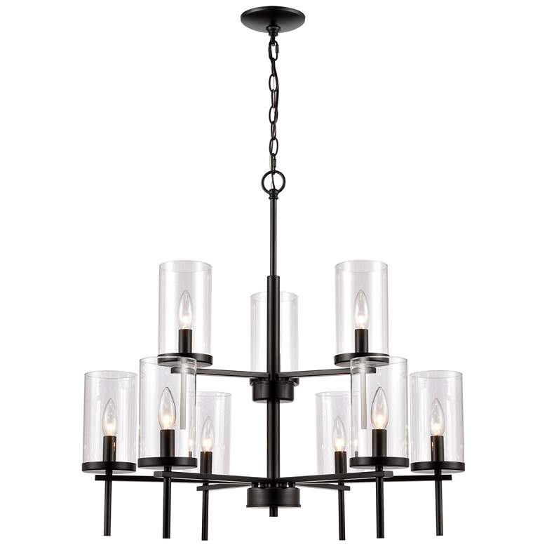 Image 1 Oakland 28.5 inch Wide 9-Light Chandelier - Black