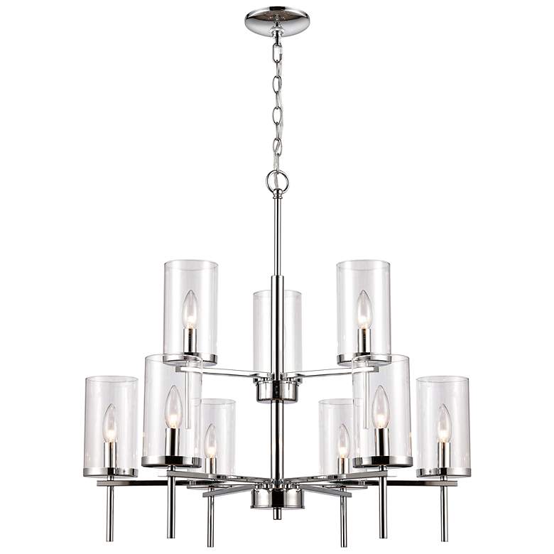 Image 1 Oakland 28 1/2" Wide Chrome 9-Light Chandelier