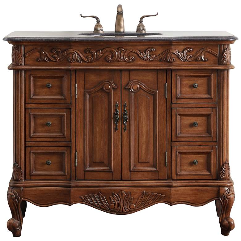 Image 3 Oakland 42"W Teak Wood 6-Drawer 2-Door Single Sink Vanity