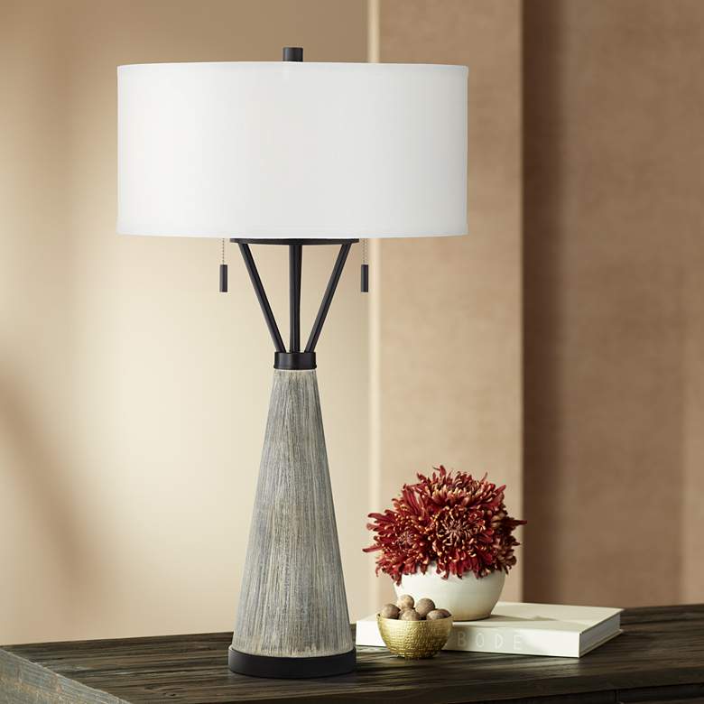 Image 1 Oakland Gray Wash Tapered Table Lamp