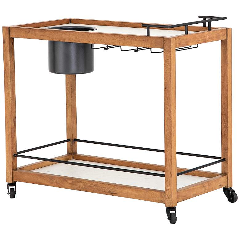 Image 1 Oakley 38" Wide Light Acacia Wood Bar Cart