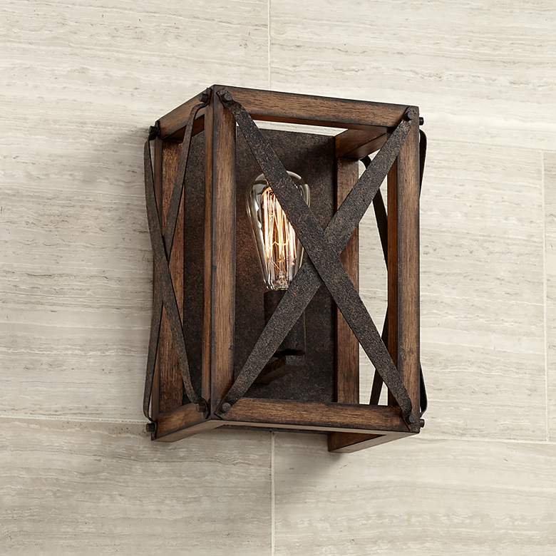 Image 1 Oaklyn 12 1/2 inch High Rust Brown LED Wall Light
